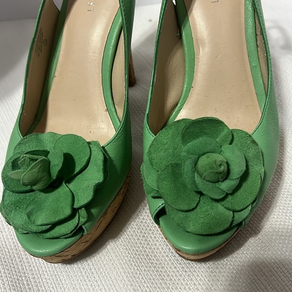 Nine West Green Leather Sling Back Heels 8.5 - Picture 3 of 7